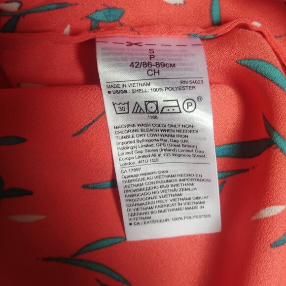 4/$20 Banana Republic sleeveless floral orange red blouse top Small - Picture 8 of 11